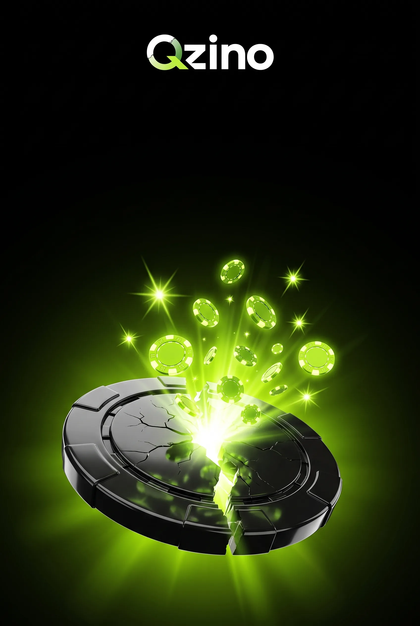 Qzino Willkommensbonus mit leuchtenden Spielchips